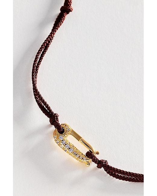 By Anthropologie Pink Corded Crystal Carabiner Necklace