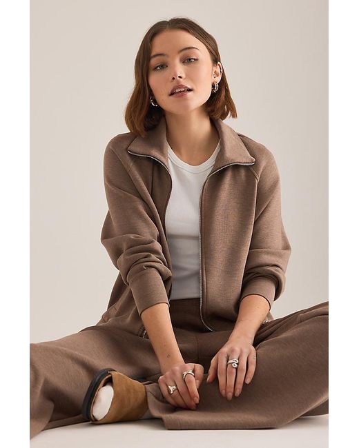 Varley Brown Tyde Zip Sweatshirt
