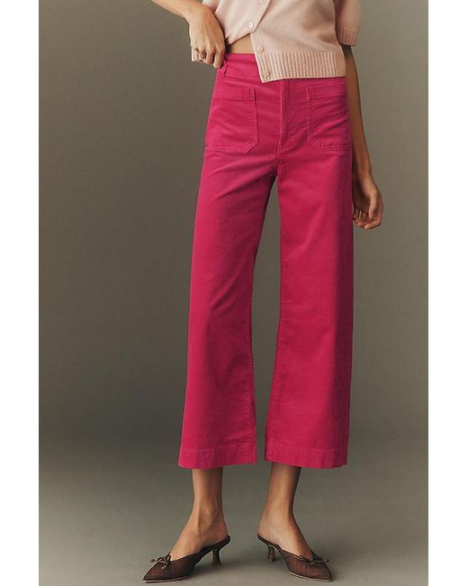 Maeve Red The Colette Cropped Wide-Leg Trousers By Corduroy Edition
