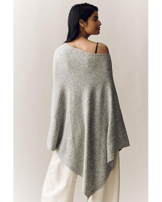 Flat White Brown Lightweight Knit Poncho