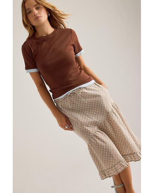 By Anthropologie Blue Double Layer Short-Sleeve T-Shirt