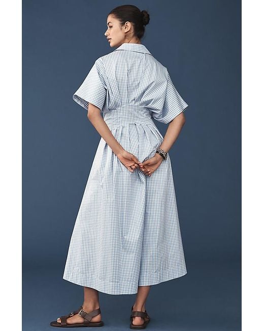 Exquise Gray The Tobie Button-Front Pleated Shirt Dress By