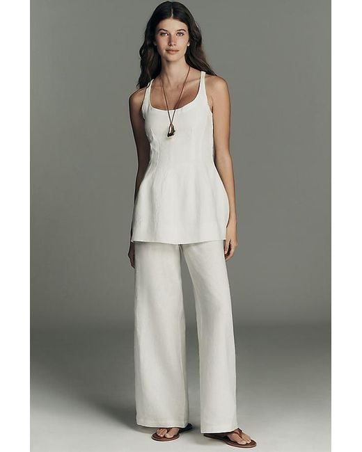 Faithfull The Brand White Syna Linen Waisted Top