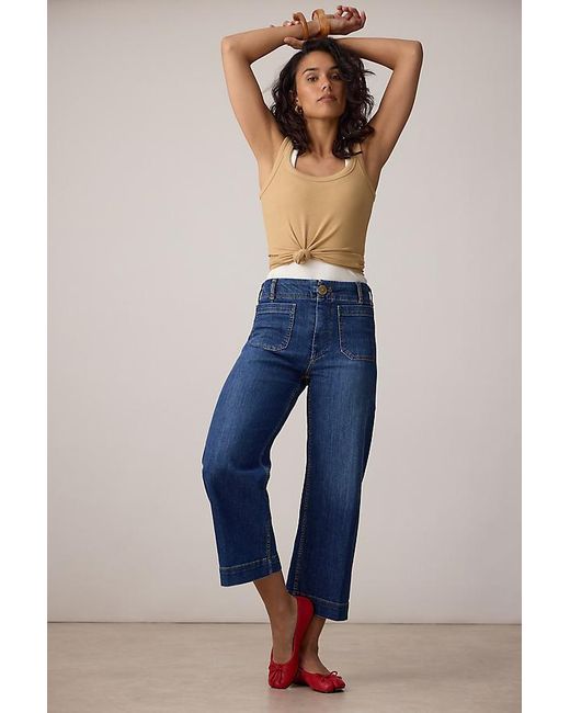 Maeve Blue The Colette Crop Wide-Leg Jeans By