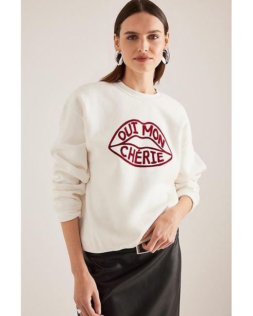 By Anthropologie Gray Oui Mon Cherie Slogan Sweatshirt