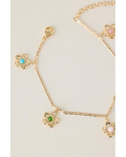 By Anthropologie Brown Plated Floral Daisy Charm Bracelet