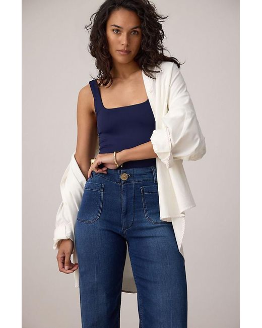 Maeve Blue The Colette Full-Length Wide-Leg Jeans By