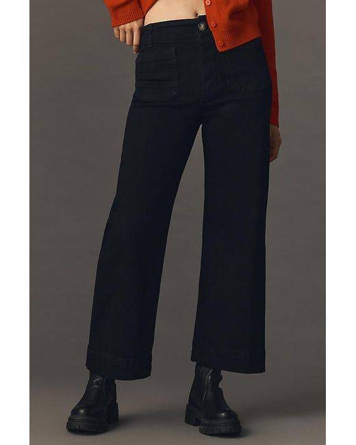 Maeve Gray The Colette Denim Cropped Wide-Leg Jeans By