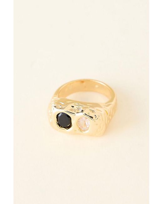 By Anthropologie Natural Hammered Double-Stone Ring