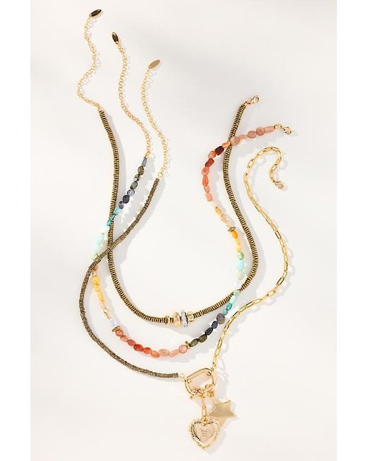 By Anthropologie White Shades Of Sea Layered Necklaces, Set Of 3: Charm Edition
