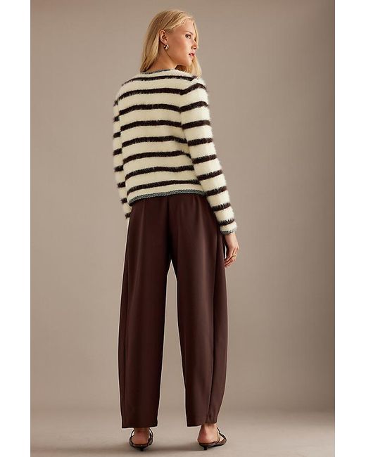 Anthropologie Brown Tailored Barrel Trousers