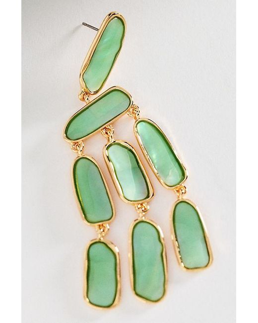 By Anthropologie Green Colourful Stone Drop Earrings