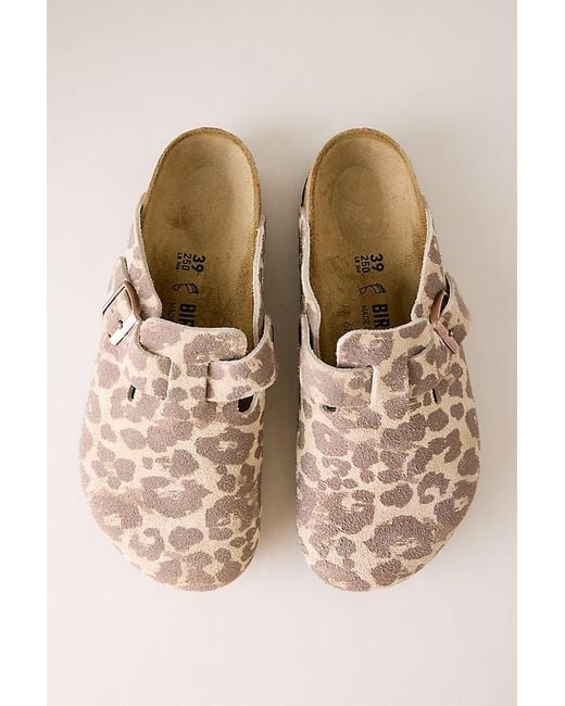 Birkenstock Natural Boston Leopard Clogs