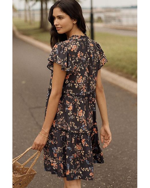 Anthropologie Green By Ruffle Sleeve Dress