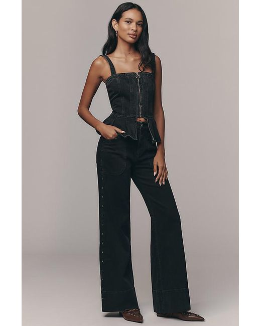 Pilcro Blue The Rylan High-Rise Flare Trousers By