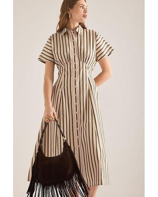 Exquise Multicolor Raina Short-Sleeve Midi Shirt Dress