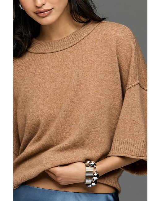 By Anthropologie Green The Goldie Crew-Neck Cashmere Jumper