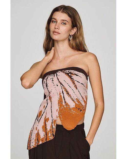 By Anthropologie Multicolor Butterfly Asymmetric Bandeau Top