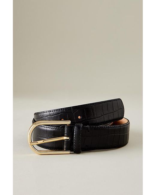 SELECTED Black Ellen Mock-croc Leather Belt