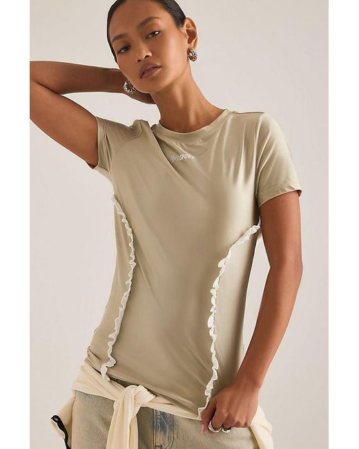 OperaSPORT Brown Colette Ruffle Top