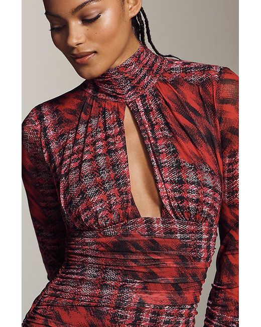 AFRM Multicolor Mock-Neck Cutout Mini Dress