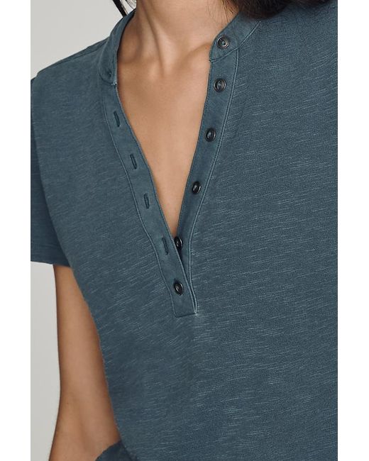 Pilcro Blue Cotton Henley Top