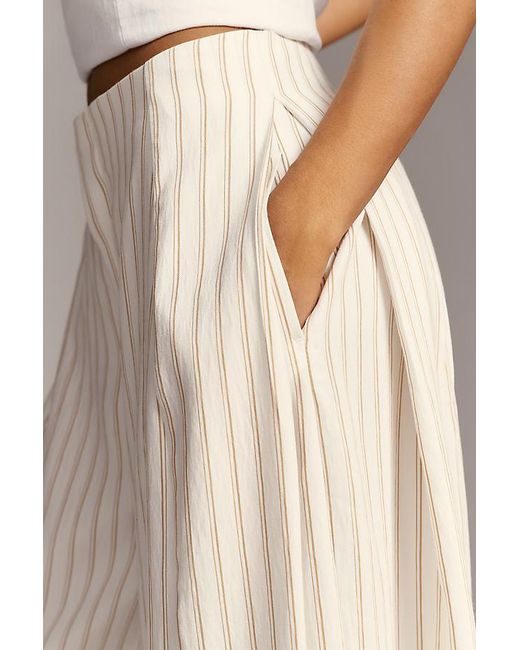 Maeve Natural Draped A-Line Palazzo Trousers