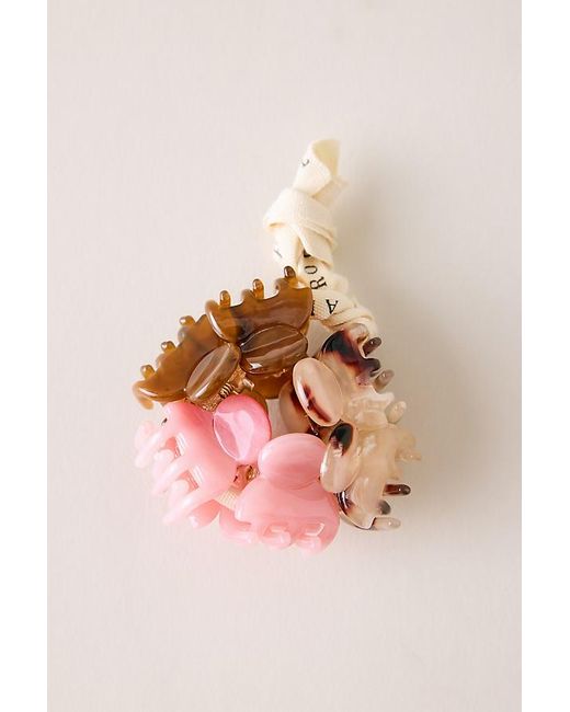 By Anthropologie Pink Mini Hair Claw Clips, Set Of 6