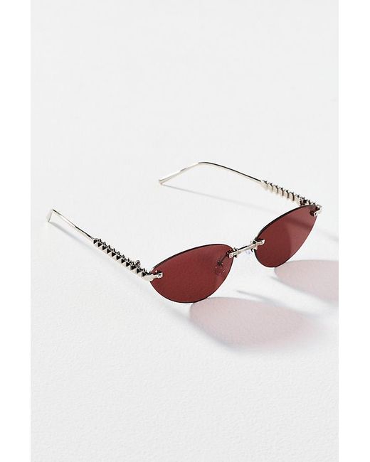 I-SEA Red Frameless Slim Cat-Eye Sunglasses