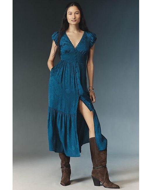 By Anthropologie Blue The Peregrine Silky Midi Dress