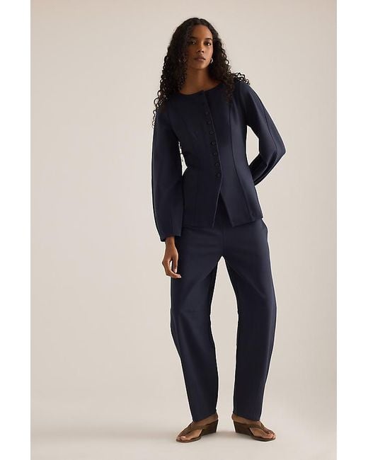 ALIGNE Blue Bonnie Ponte Waisted Blazer