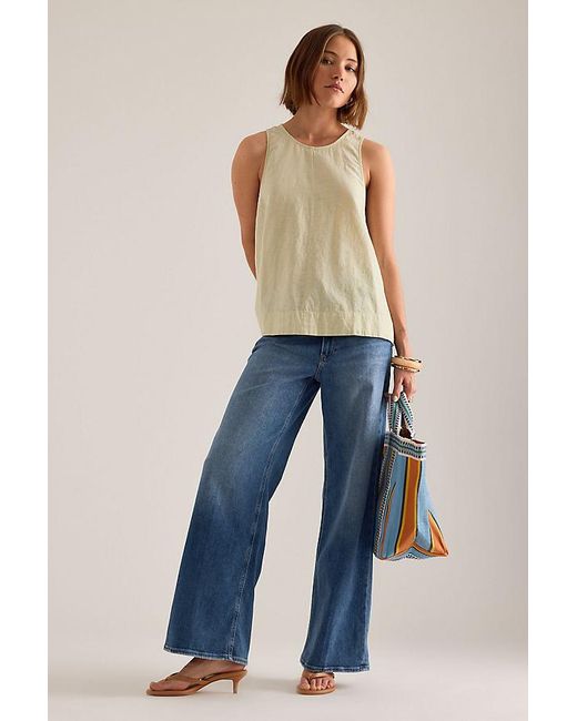 PAIGE Blue Anessa Wide-Leg Jeans