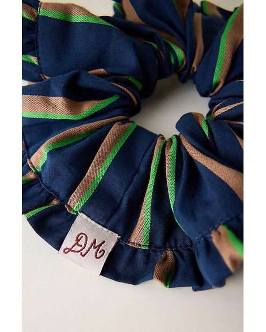 Damson Madder Blue Frill Pop Stripe Hair Scrunchie