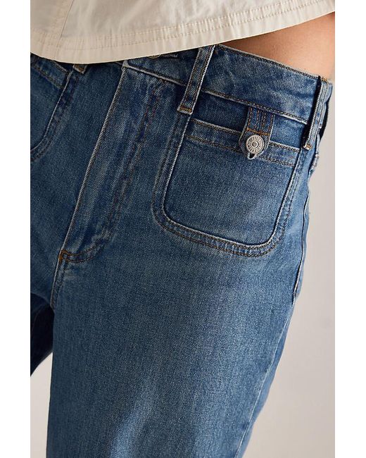 PAIGE Blue Anessa Patch Pocket Wide-Leg Jeans