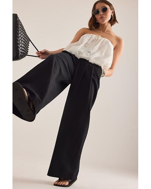 Maeve Natural The Avery Linen-Blend Pleated Trousers By