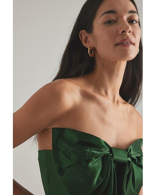 By Anthropologie Green Carrie Bow Bandeau Maxi Slip Dress