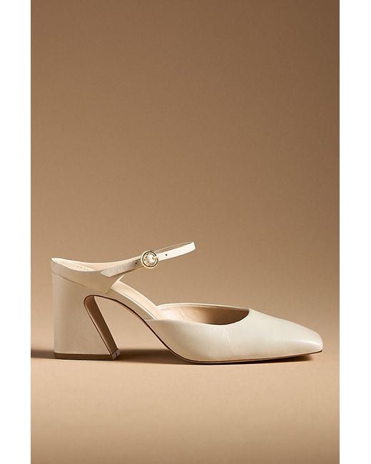 By Anthropologie Brown Square-Toe Mule Heels
