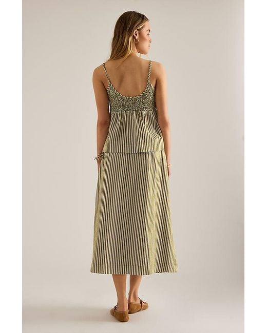 Damson Madder Natural Caspia Stripe Midi Skirt