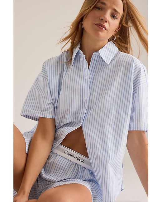 Calvin Klein Blue Poplin Boxer Shorts