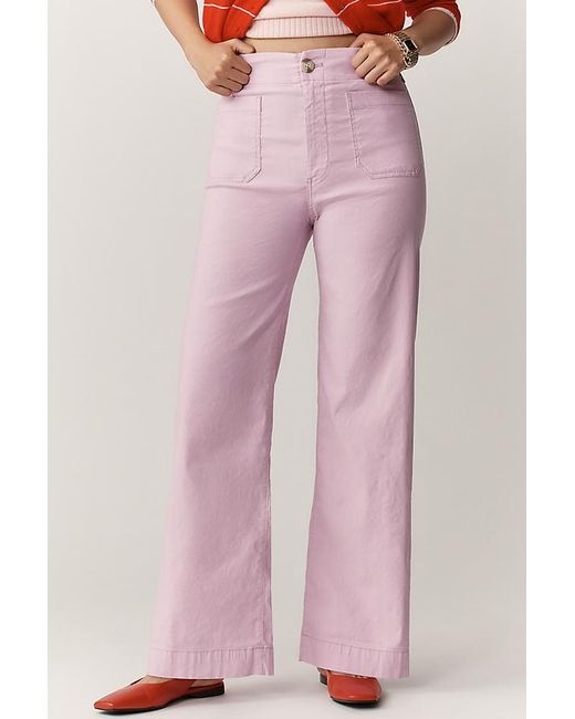 Maeve Pink The Colette Full-Length Wide-Leg Trousers By