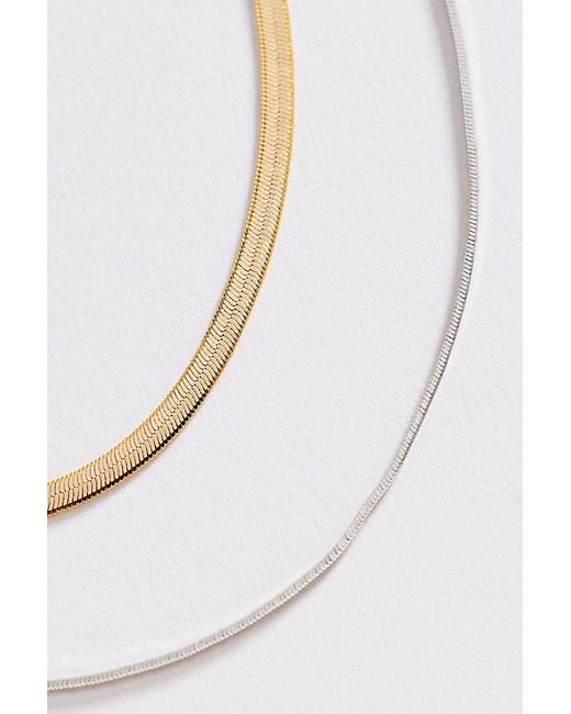 Anthropologie White Double Layer Herringbone Necklace
