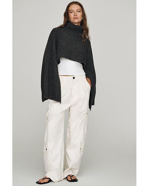 By Anthropologie Black Funnel-Neck Cropped Shrug Poncho