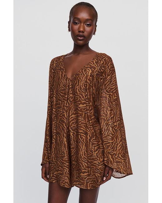 By Anthropologie Brown Bell-Sleeve Playsuit