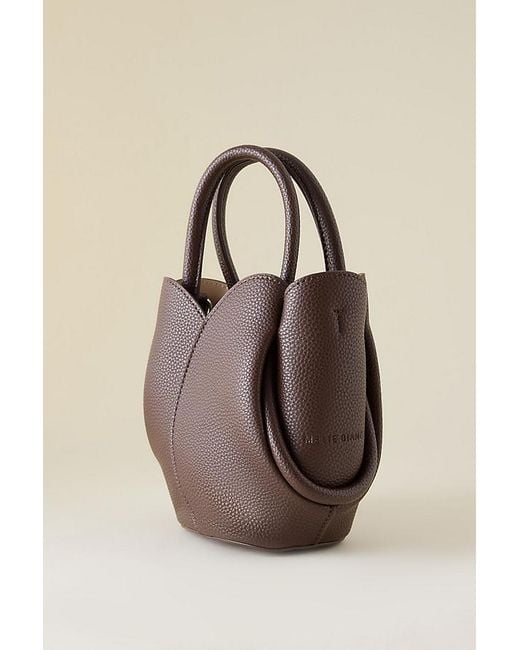 Melie Bianco Brown Tulip Top-Handle Crossbody Mini Tote Bag