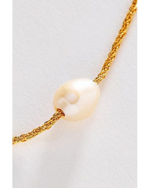 By Anthropologie Brown Delicate Pearl Pendant Necklace