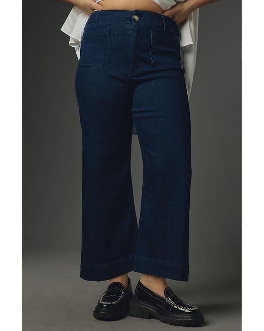 Maeve Gray The Colette Denim Cropped Wide-Leg Jeans By