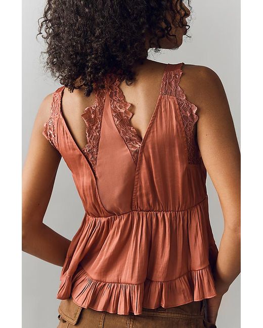 By Anthropologie Multicolor Lace-Trim Babydoll Top
