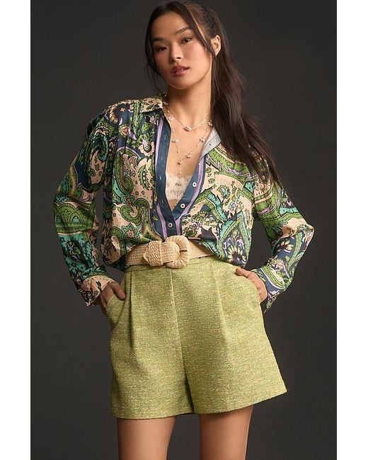 Anthropologie Green By Relaxed Long-sleeve Floral Shirt