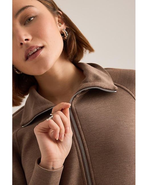 Varley Brown Tyde Zip Sweatshirt