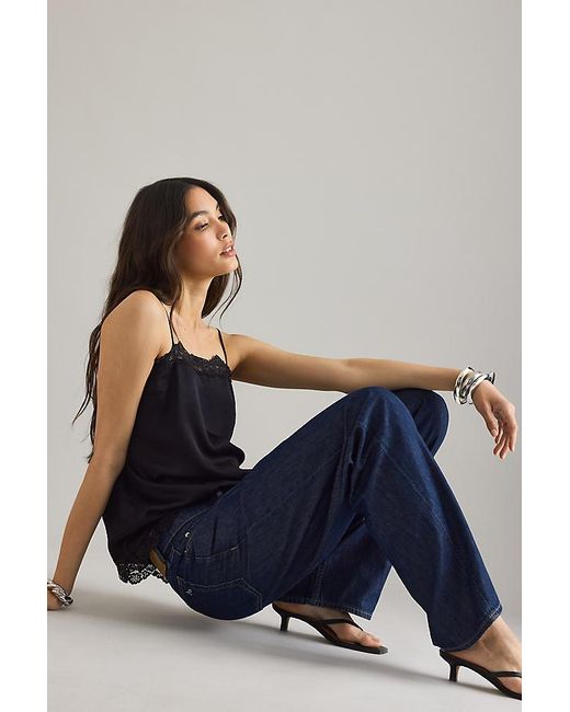 Rag & Bone Blue Logan Mid-Rise Wide-Leg Jeans